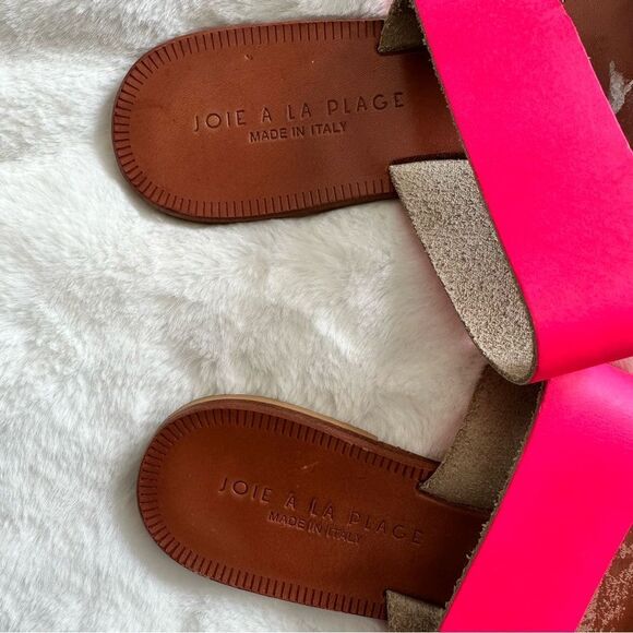 Joie A La Plage Sable Leather Slip On Sandals Pink Size 38.5 - Picture 4 of 10